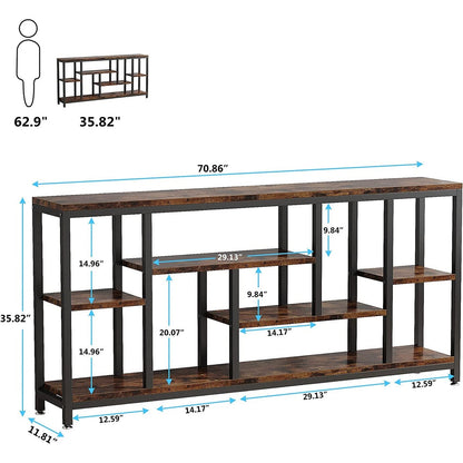 Console de canapé de 70,9 pouces avec rangement, table d'entrée à 3 niveaux pour couloir