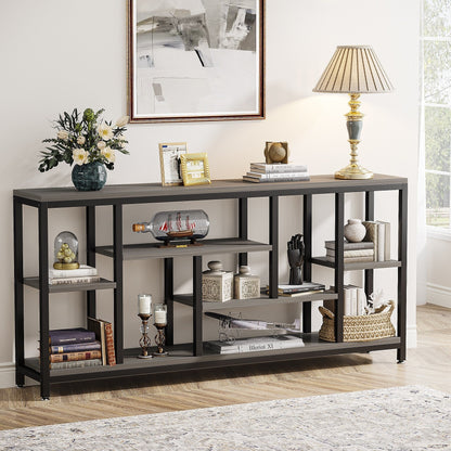 Console de canapé de 70,9 pouces avec rangement, table d'entrée à 3 niveaux pour couloir