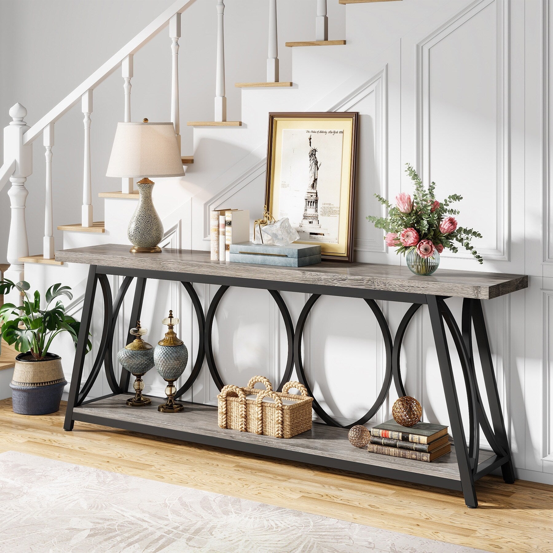 Table console extra longue de 70,9 pouces, table d'appoint pour salon