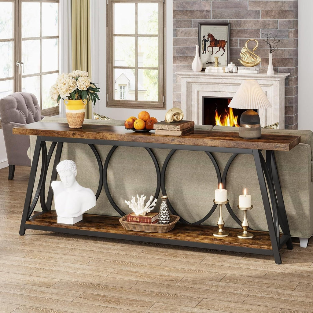 Table console extra longue de 70,9 pouces, table d'appoint pour salon