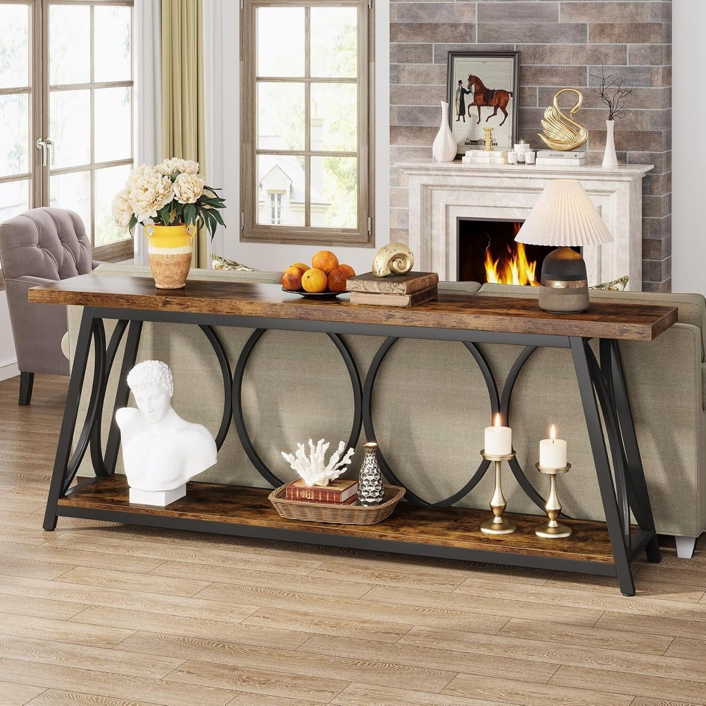 Table console extra longue de 70,9 pouces, table d'appoint pour salon