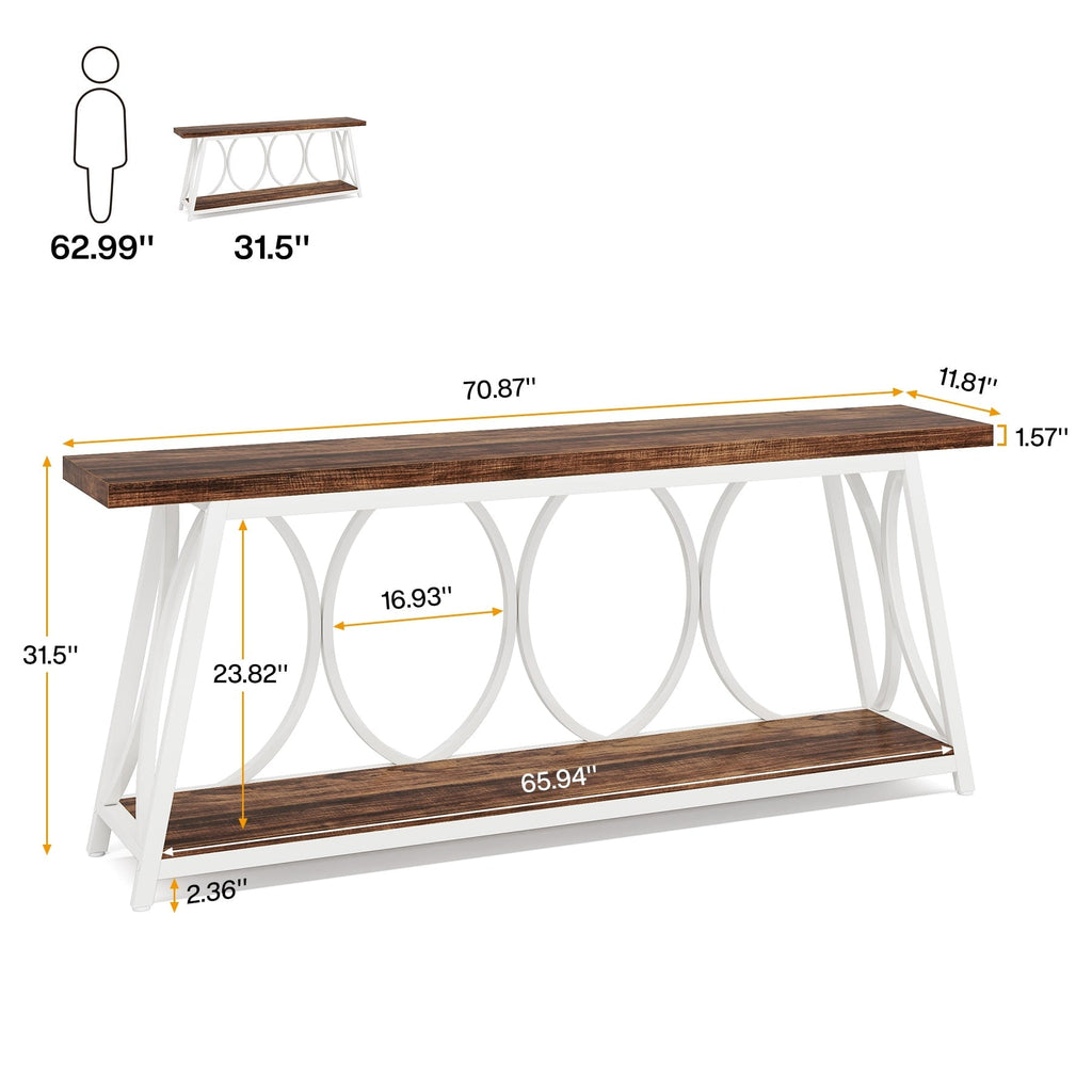 Table console extra longue de 70,9 pouces, table d'appoint pour salon