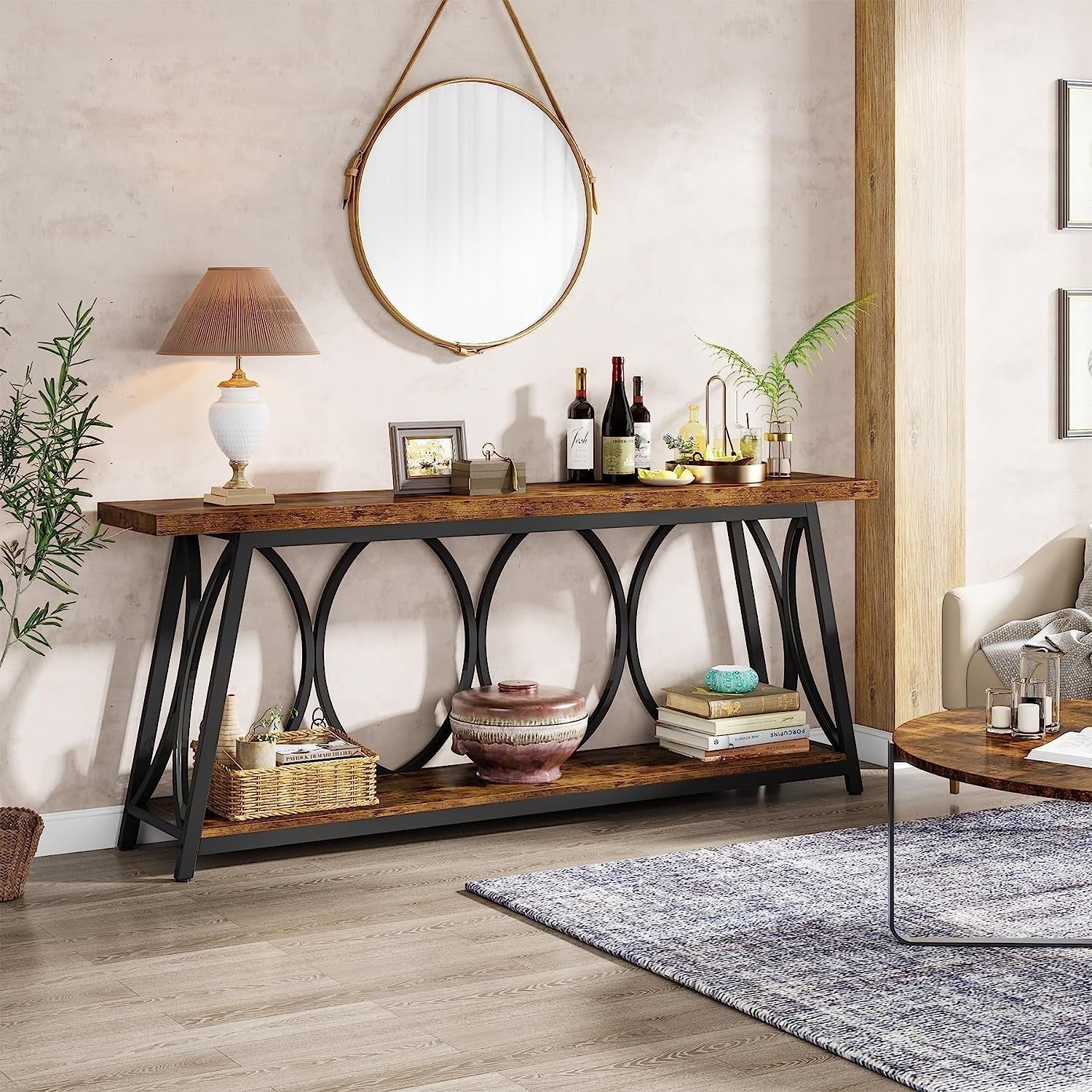 Table console extra longue de 70,9 pouces, table d'appoint pour salon