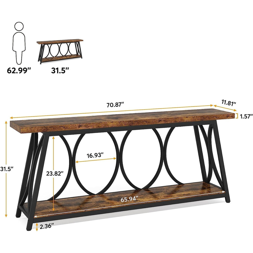 Table console extra longue de 70,9 pouces, table d'appoint pour salon