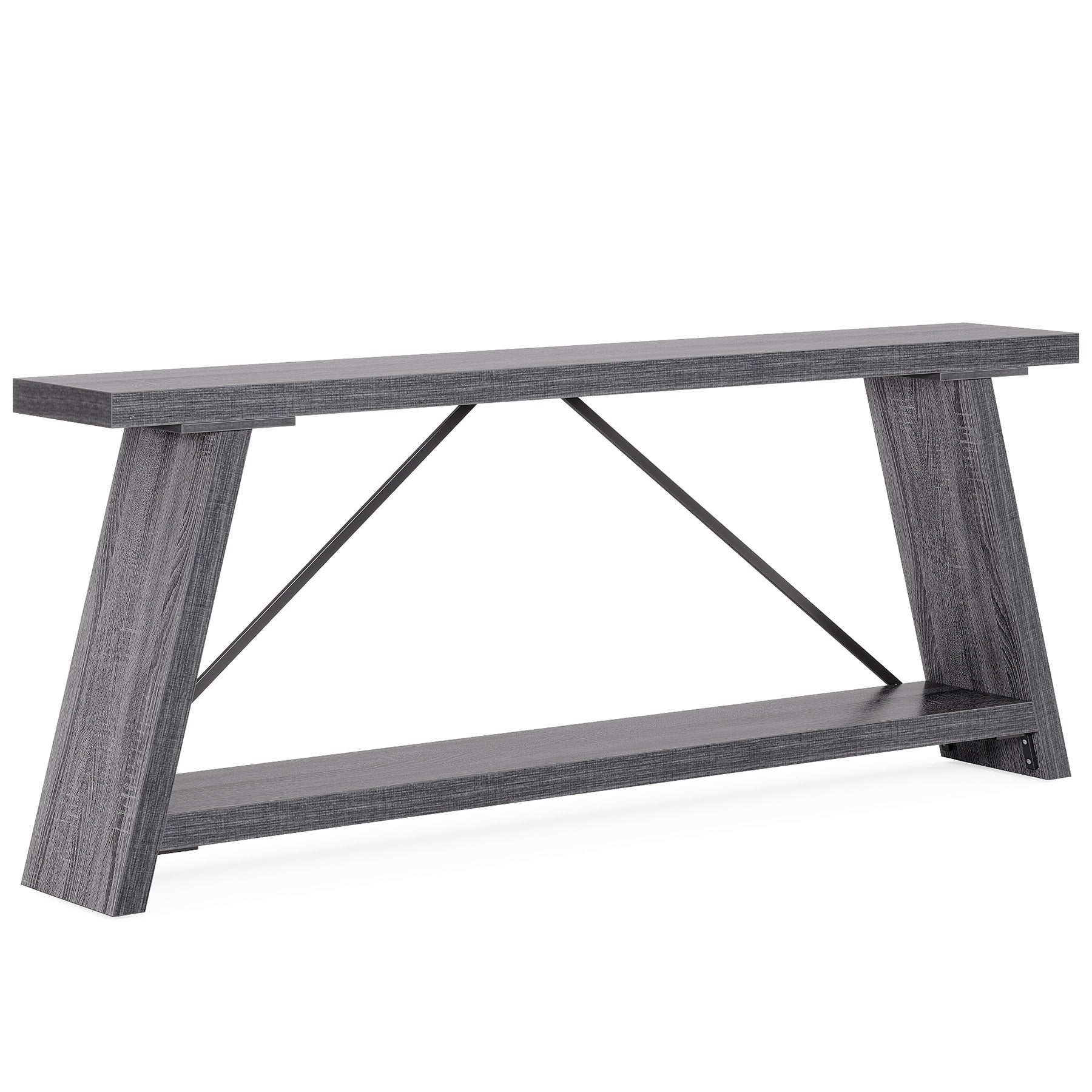 Table console en bois rustique de 70,9 pouces de long avec étagère de rangement