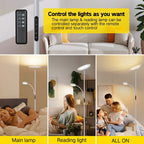 Lampadaire torche à 70 LED avec commande tactile et télécommande - N/A