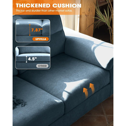Canapé 2 places en chenille 71,25 po – Assise profonde avec coussins 8 places, accoudoirs convertibles et housse amovible