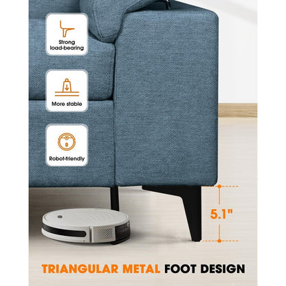 Canapé 2 places en chenille 71,25 po – Assise profonde avec coussins 8 places, accoudoirs convertibles et housse amovible