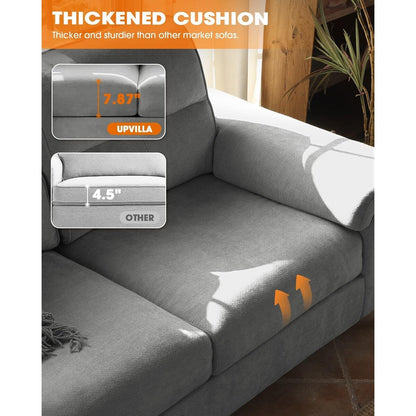Canapé 2 places en chenille 71,25 po – Assise profonde avec coussins 8 places, accoudoirs convertibles et housse amovible