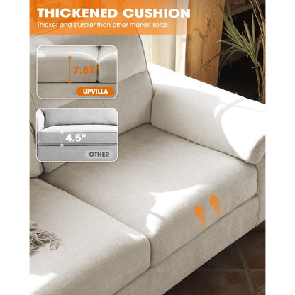 Canapé 2 places en chenille 71,25 po – Assise profonde avec coussins 8 places, accoudoirs convertibles et housse amovible