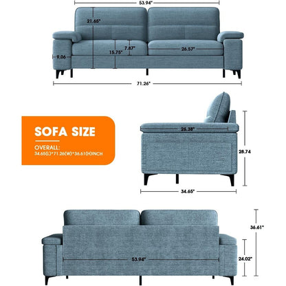 Canapé 2 places en chenille 71,25 po – Assise profonde avec coussins 8 places, accoudoirs convertibles et housse amovible