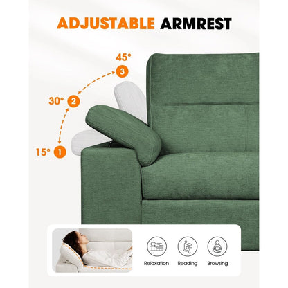 Canapé 2 places en chenille 71,25 po – Assise profonde avec coussins 8 places, accoudoirs convertibles et housse amovible