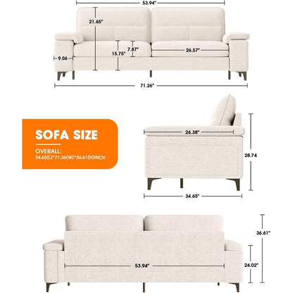 Canapé 2 places en chenille 71,25 po – Assise profonde avec coussins 8 places, accoudoirs convertibles et housse amovible
