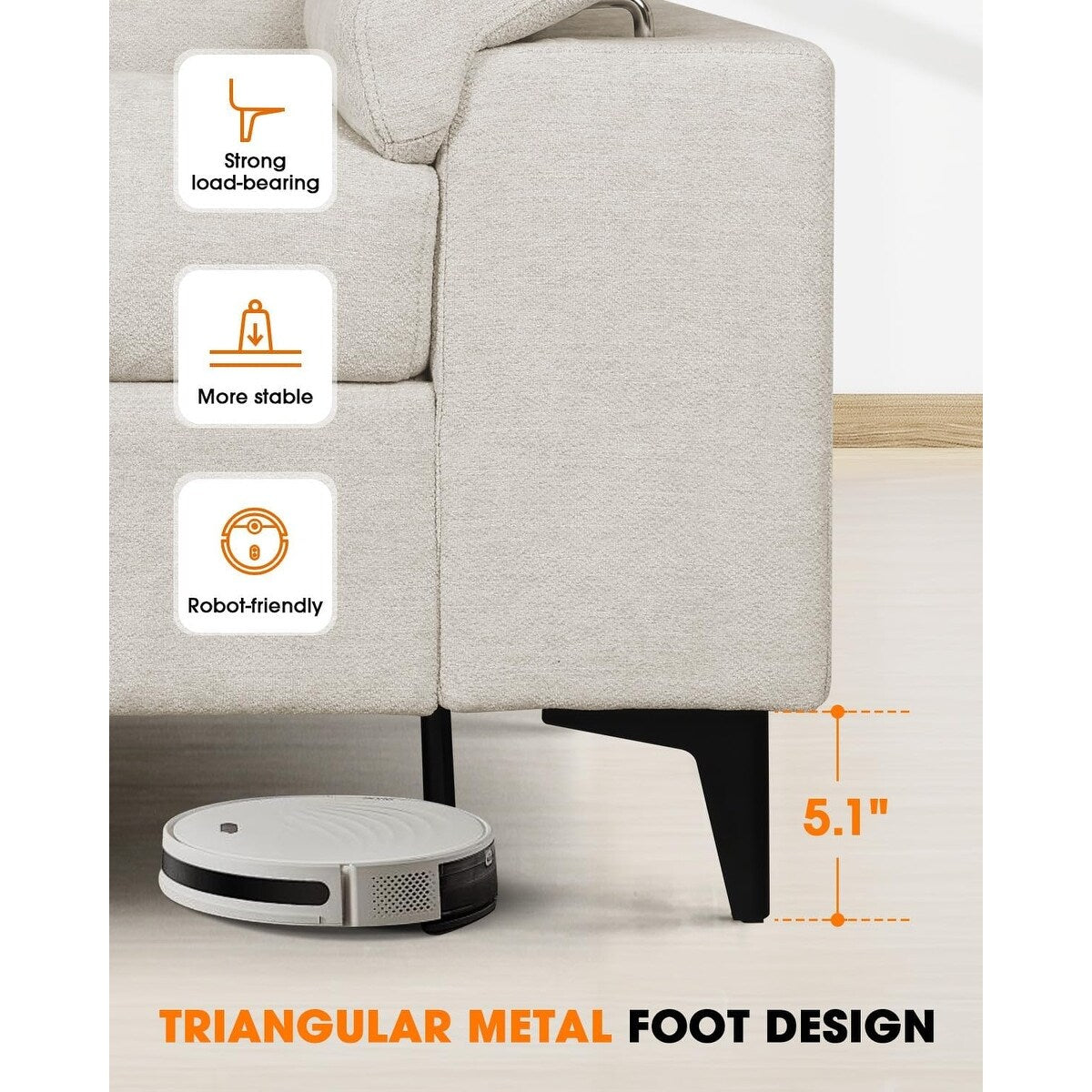 Canapé 2 places en chenille 71,25 po – Assise profonde avec coussins 8 places, accoudoirs convertibles et housse amovible