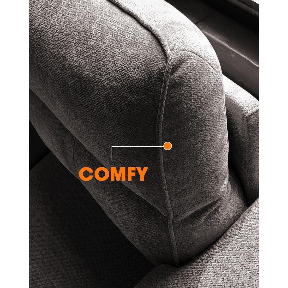 Canapé 2 places en chenille 71,25 po – Assise profonde avec coussins 8 places, accoudoirs convertibles et housse amovible
