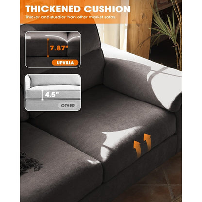 Canapé 2 places en chenille 71,25 po – Assise profonde avec coussins 8 places, accoudoirs convertibles et housse amovible