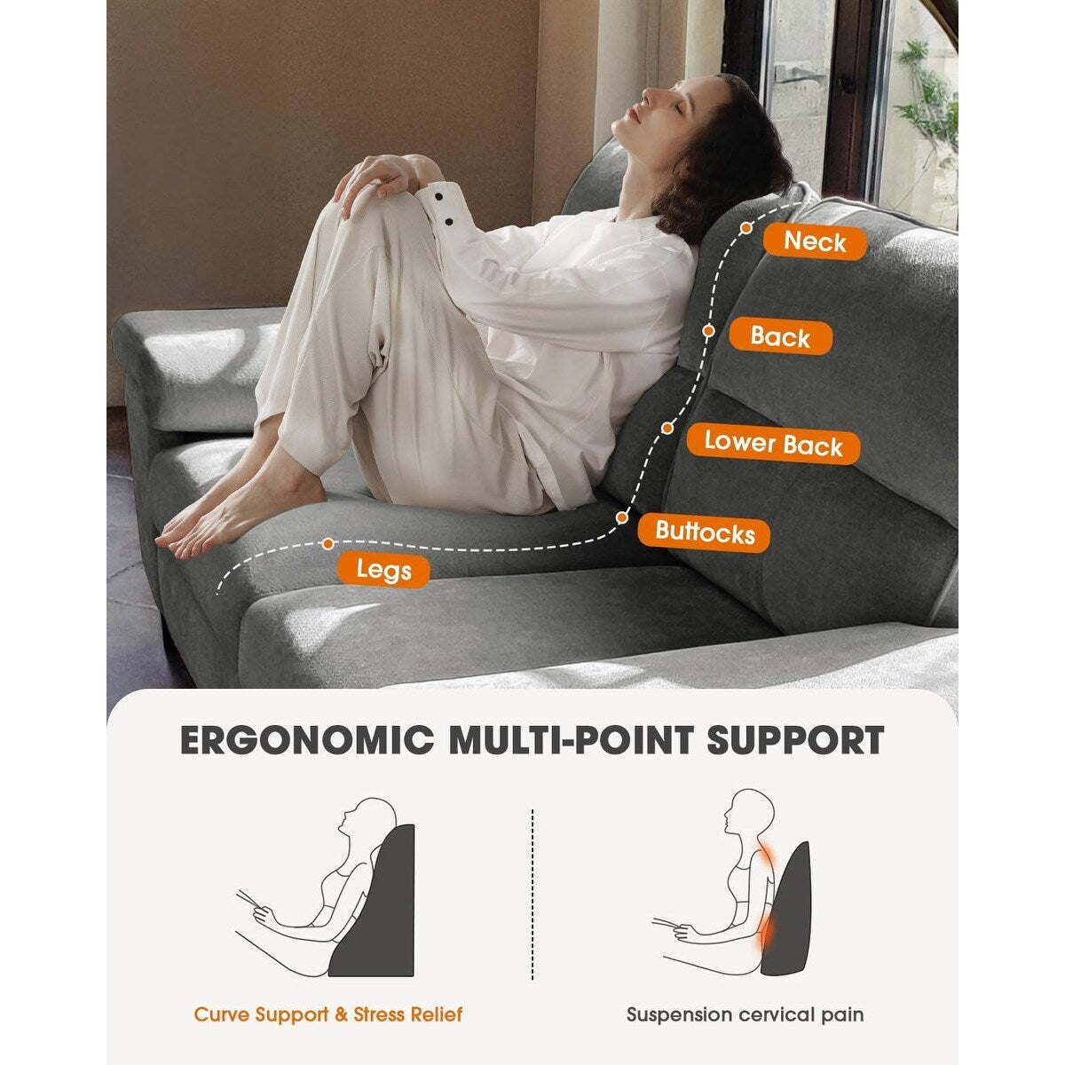 Canapé 2 places en chenille 71,25 po – Assise profonde avec coussins 8 places, accoudoirs convertibles et housse amovible