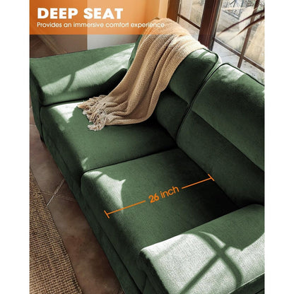 Canapé 2 places en chenille 71,25 po – Assise profonde avec coussins 8 places, accoudoirs convertibles et housse amovible