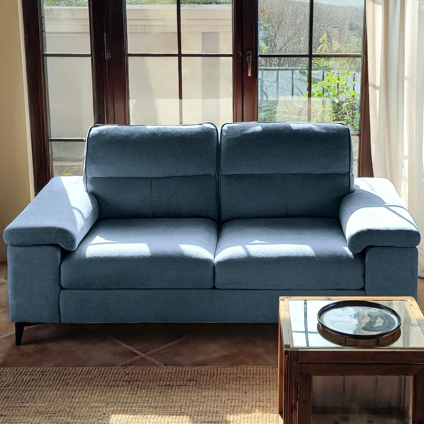 Canapé 2 places en chenille 71,25 po – Assise profonde avec coussins 8 places, accoudoirs convertibles et housse amovible