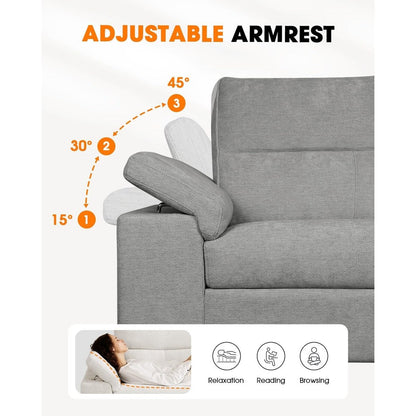 Canapé 2 places en chenille 71,25 po – Assise profonde avec coussins 8 places, accoudoirs convertibles et housse amovible