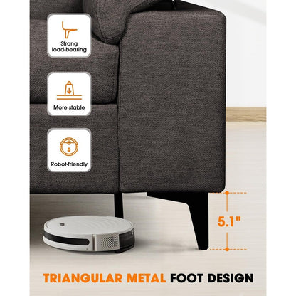 Canapé 2 places en chenille 71,25 po – Assise profonde avec coussins 8 places, accoudoirs convertibles et housse amovible
