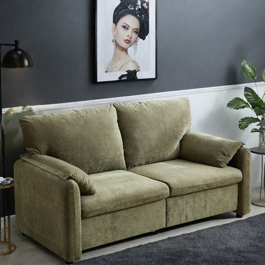 Canapé 2 places en chenille 71,28 po, confort nuageux avec éponge haute résilience, design minimaliste moderne