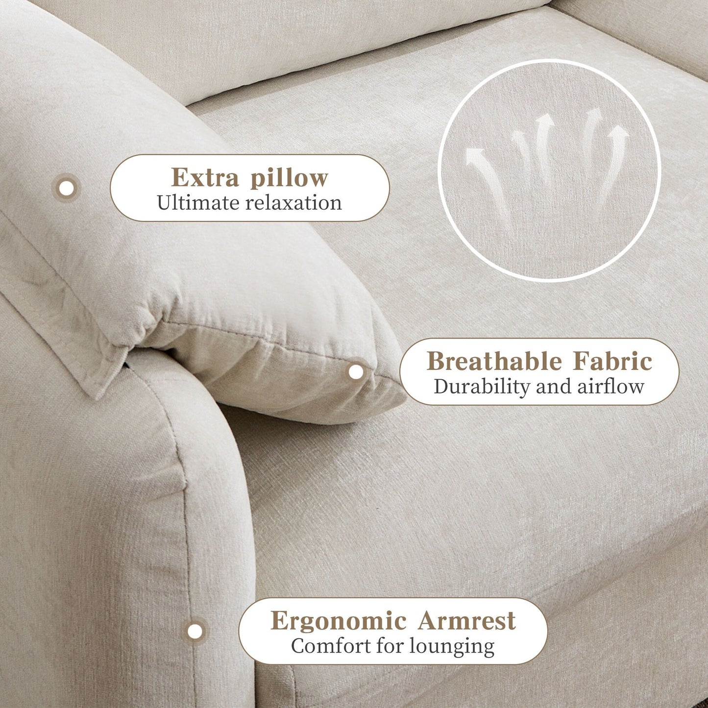 Canapé 2 places en chenille 71,28 po, confort nuageux avec éponge haute résilience, design minimaliste moderne