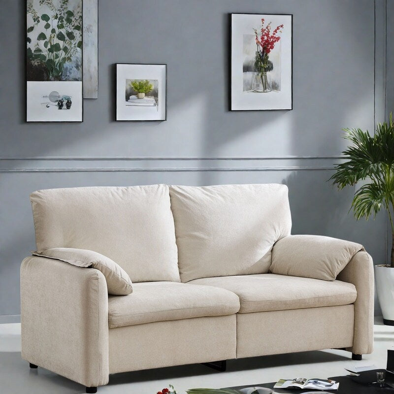 Canapé 2 places en chenille 71,28 po, confort nuageux avec éponge haute résilience, design minimaliste moderne
