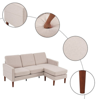Canapé d'intérieur modulaire 3 places en lin beige avec accoudoirs et pédales Concubine