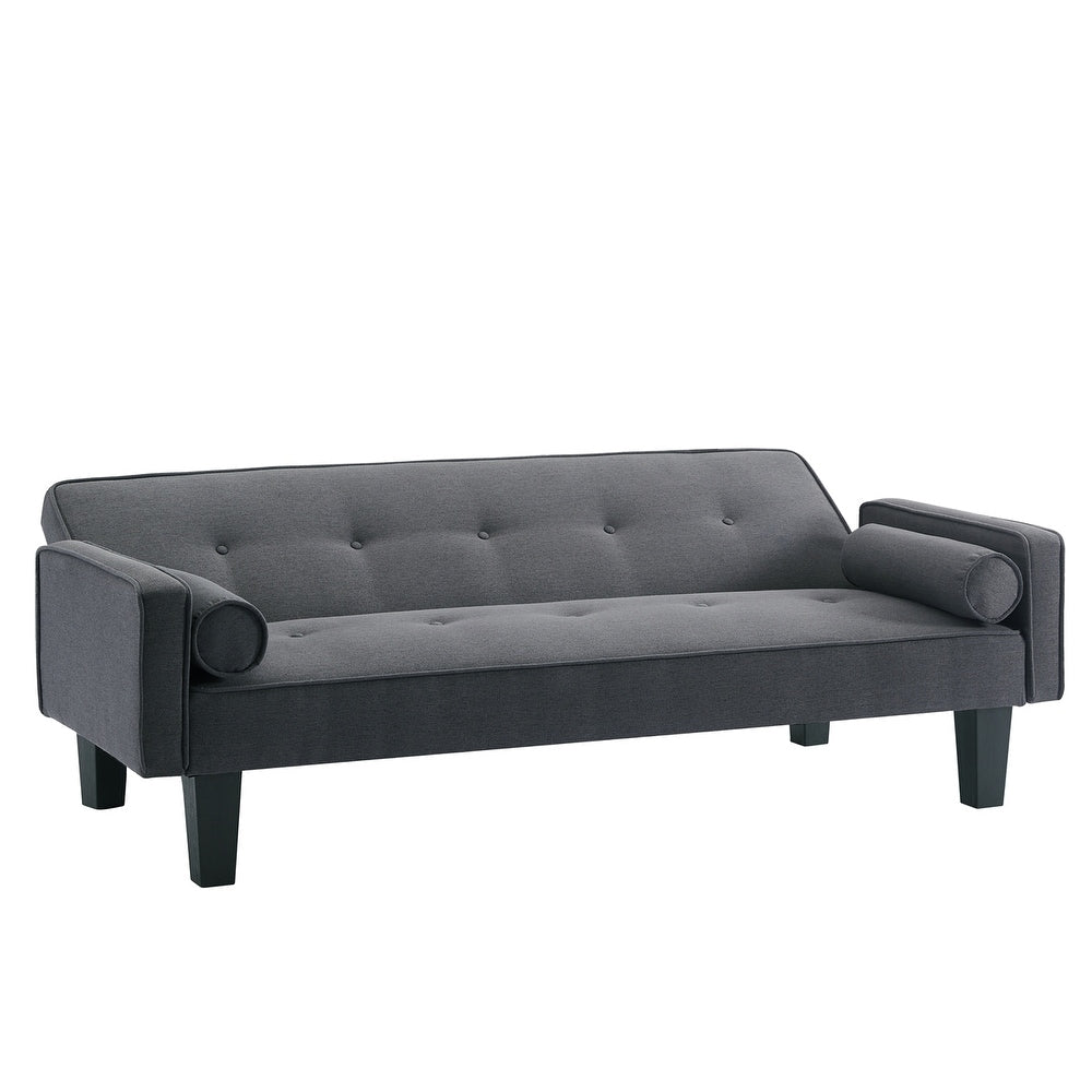 Canapé-lit convertible moderne en tissu de lin avec accoudoirs amovibles