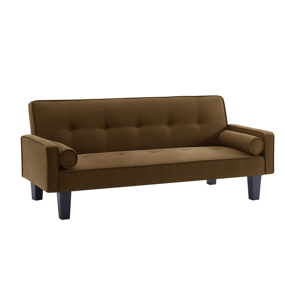 Canapé-lit convertible moderne en tissu de lin avec accoudoirs amovibles
