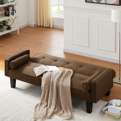 Canapé-lit convertible moderne en tissu de lin avec accoudoirs amovibles