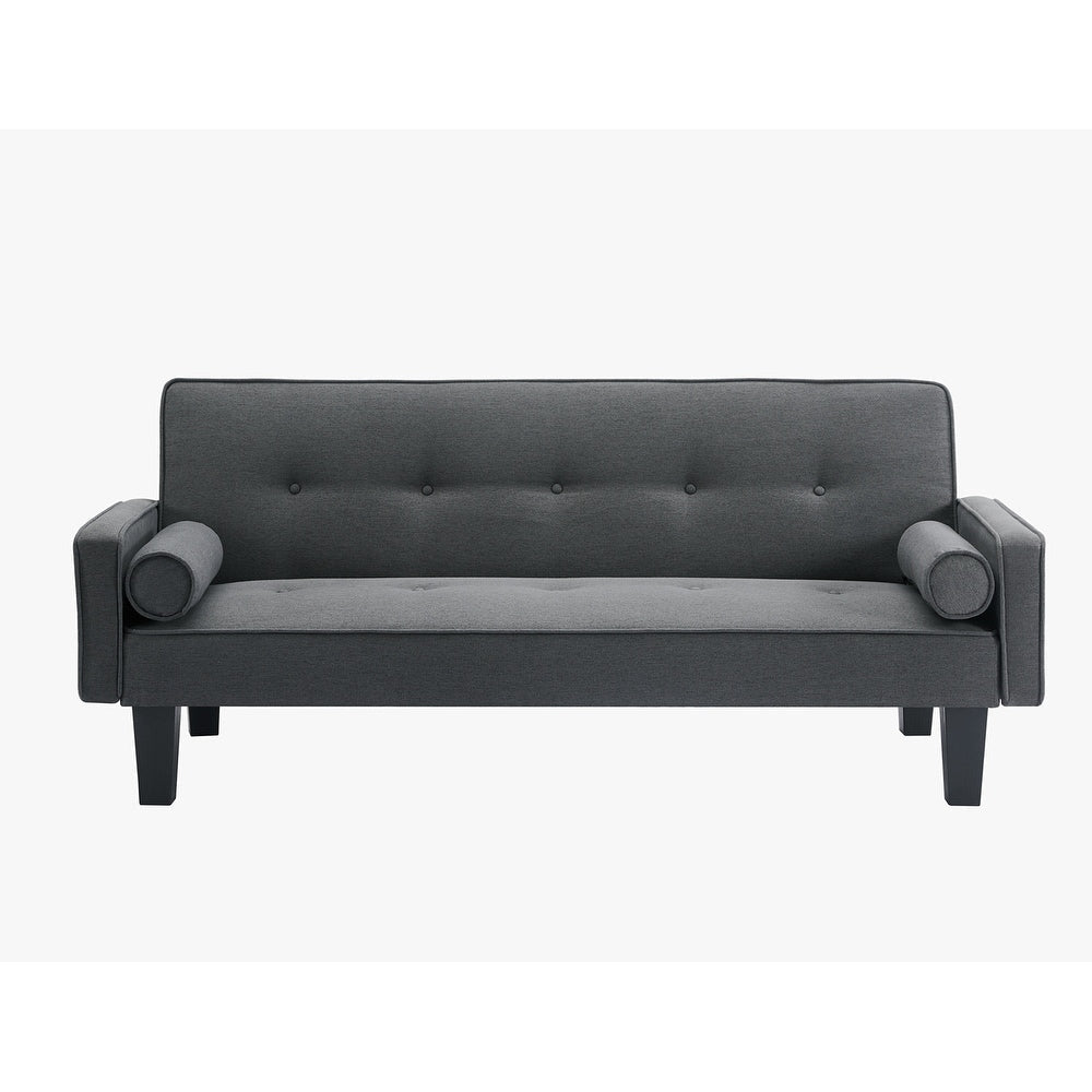 Canapé-lit convertible moderne en tissu de lin avec accoudoirs amovibles