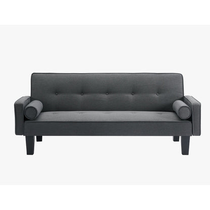 Canapé-lit convertible moderne en tissu de lin avec accoudoirs amovibles