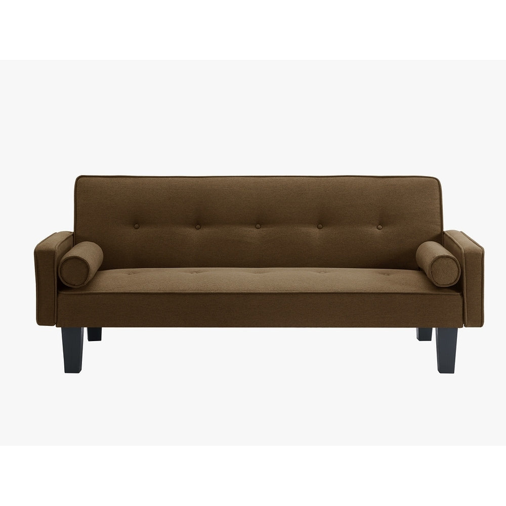 Canapé-lit convertible moderne en tissu de lin avec accoudoirs amovibles