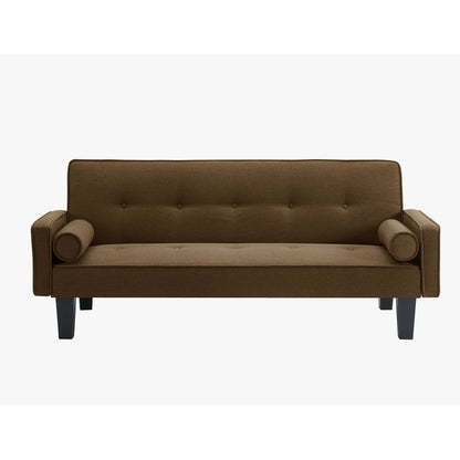 Canapé-lit convertible moderne en tissu de lin avec accoudoirs amovibles