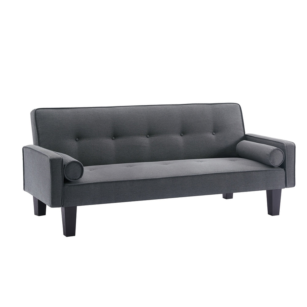 Canapé-lit convertible moderne en tissu de lin avec accoudoirs amovibles