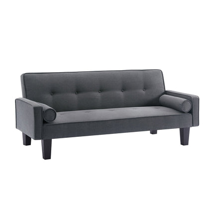 Canapé-lit convertible moderne en tissu de lin avec accoudoirs amovibles