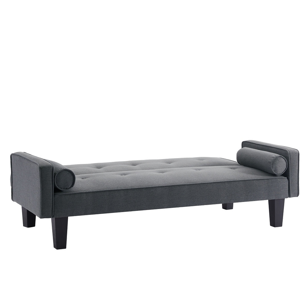 Canapé-lit convertible moderne en tissu de lin avec accoudoirs amovibles