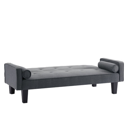 Canapé-lit convertible moderne en tissu de lin avec accoudoirs amovibles