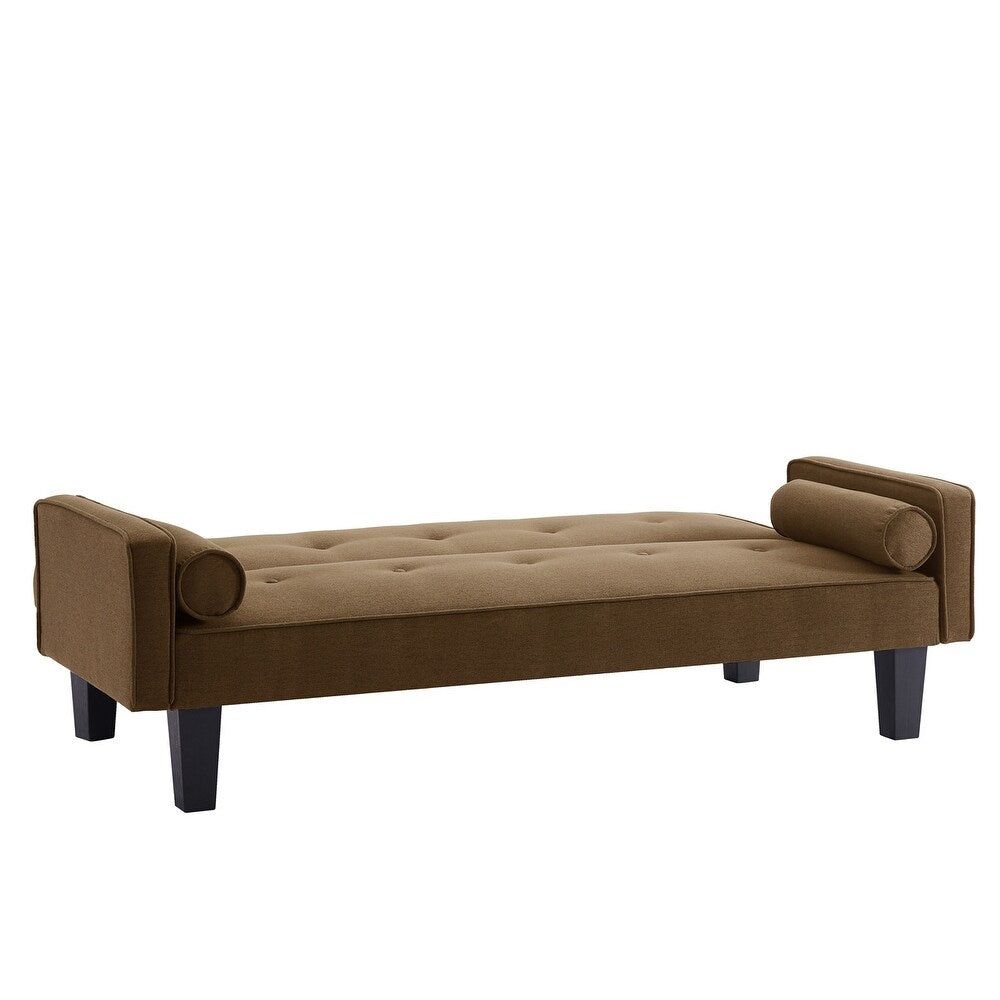 Canapé-lit convertible moderne en tissu de lin avec accoudoirs amovibles