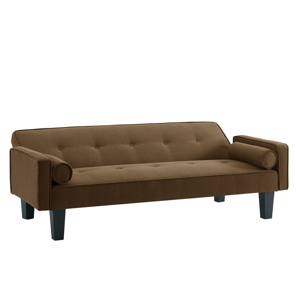 Canapé-lit convertible moderne en tissu de lin avec accoudoirs amovibles