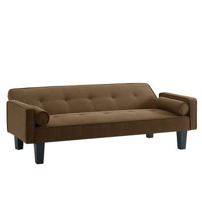 Canapé-lit convertible moderne en tissu de lin avec accoudoirs amovibles