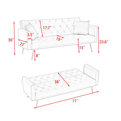 Canapé-lit double convertible rembourré - 19,00 x 71,00 x 30,00