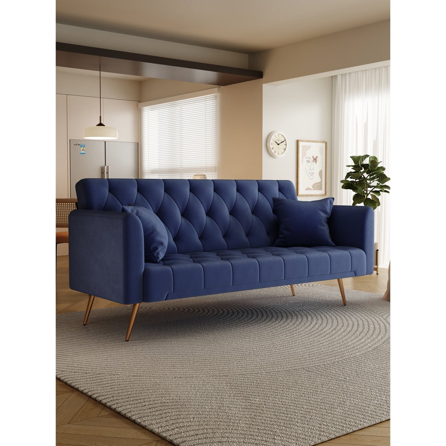 Canapé-lit double convertible rembourré - 19,00 x 71,00 x 30,00