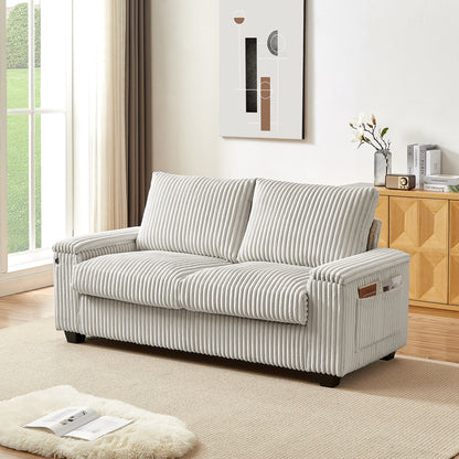 Canapé causeuse en tissu 71 avec accoudoirs carrés et port USB pour le salon