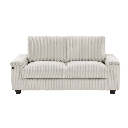 Canapé causeuse en tissu 71 avec accoudoirs carrés et port USB pour le salon