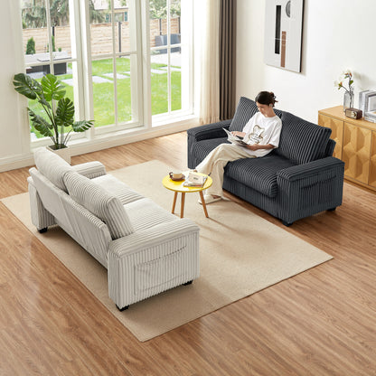 Canapé causeuse en tissu 71 avec accoudoirs carrés et port USB pour le salon