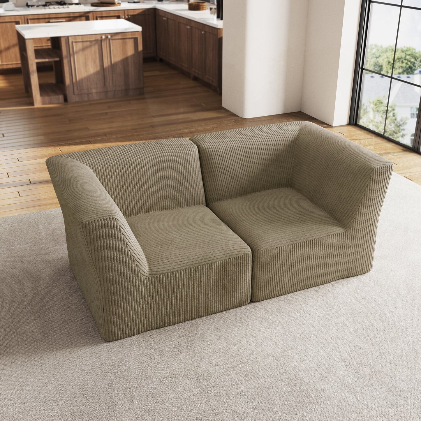 Canapé sectionnel modulaire en velours côtelé 71 W entièrement moulé en éponge