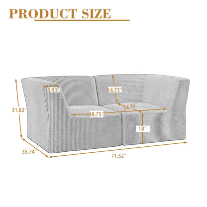 Canapé sectionnel modulaire en velours côtelé 71 W entièrement moulé en éponge